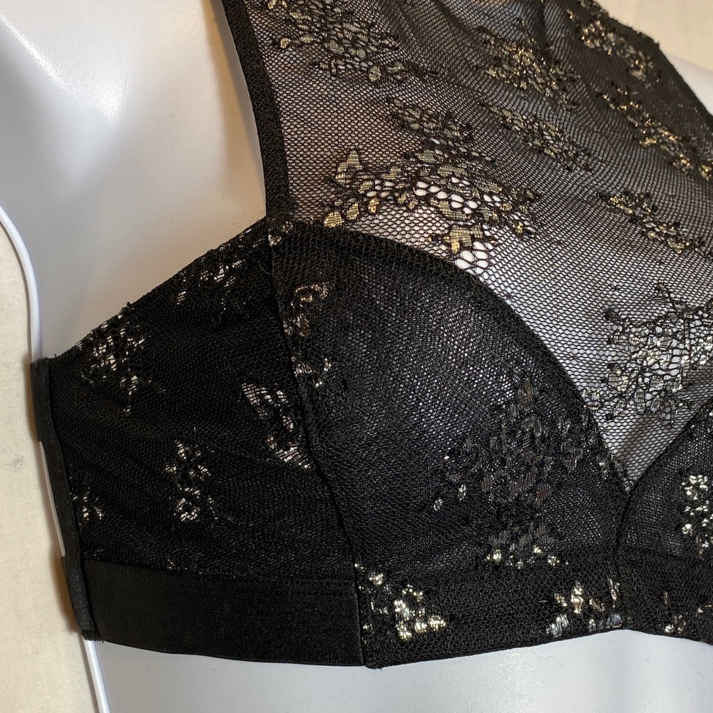 Victoria’s Secret Very Sexy Black & Metallic Silver Bralette - size XS NWT - Picture 2 of 8